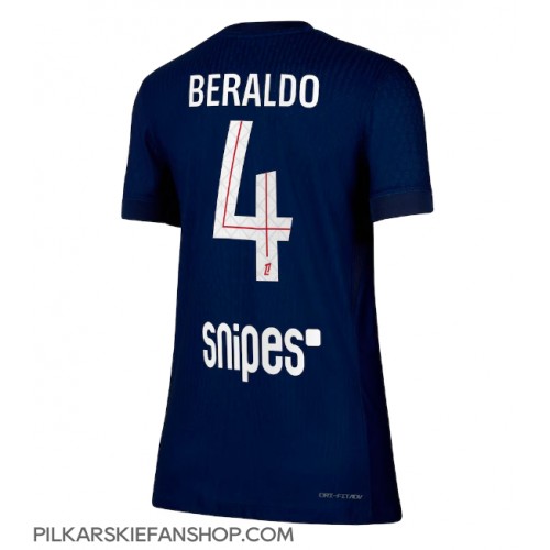 Koszulka piłkarska Paris Saint-Germain Lucas Beraldo #4 Strój Domowy dla kobiety 2025-26 tanio Krótki Rękaw Koszulka piłkarska Paris Saint-Germain Lucas Beraldo #4 Strój Domowy dla kobiety 2025-26 tanio Krótki Rękaw